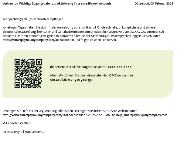 Screenshot : Aktivierungsbrief